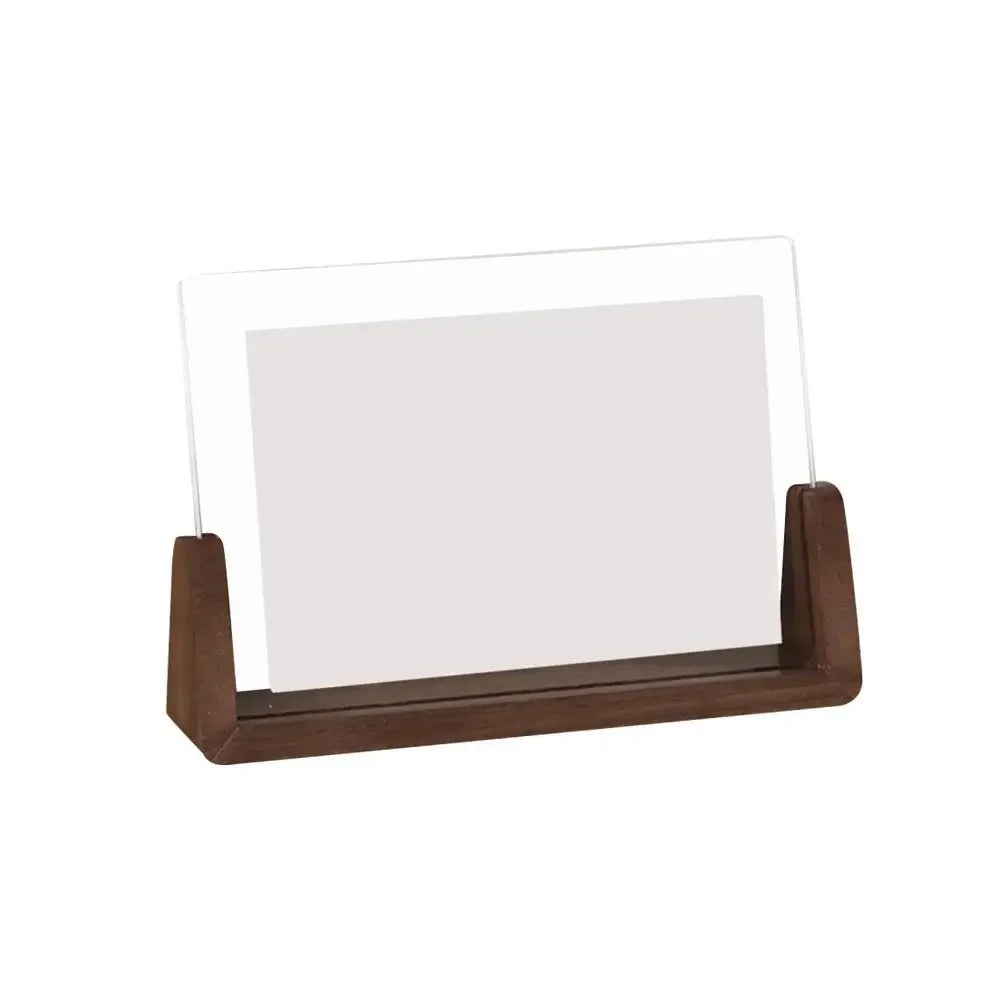 Marco de fotos creativo de nogal/haya, marco transparente acrílico en forma de U, marco de fotos de boda de madera para escritorio, decoración de oficina