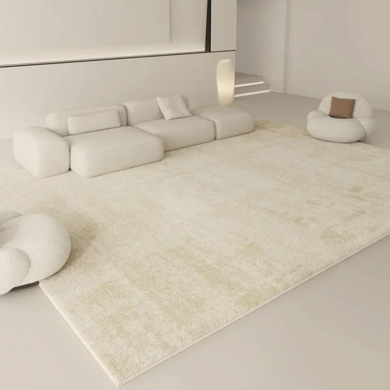 Alfombras estilo wabi-sabi para sala de estar, decoración blanca para dormitorio, alfombra de felpa, alfombra minimalista gruesa moderna, alfombra suave y esponjosa para mesita de noche
