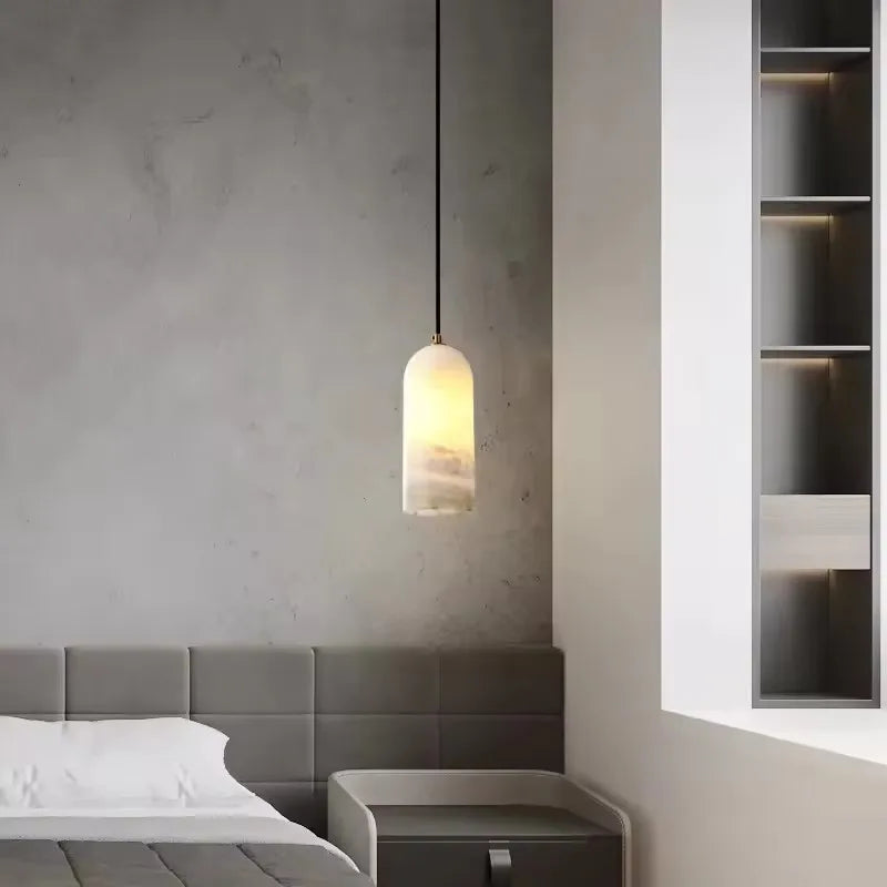 Aplique de pared cilíndrico de mármol natural para el dormitorio principal es perfecto para el comedor, el dormitorio, la cocina o el bar