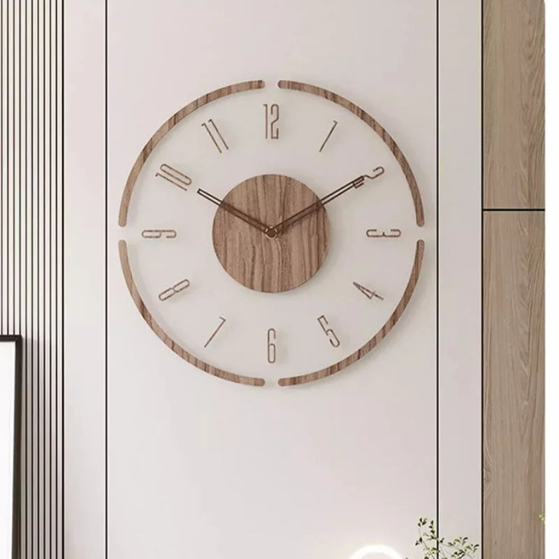 Reloj de pared de moda, decoración para sala de estar, madera maciza, creativo, silencioso, nórdico, Simple, reloj de cuarzo, decoración de reloj de pared de lujo