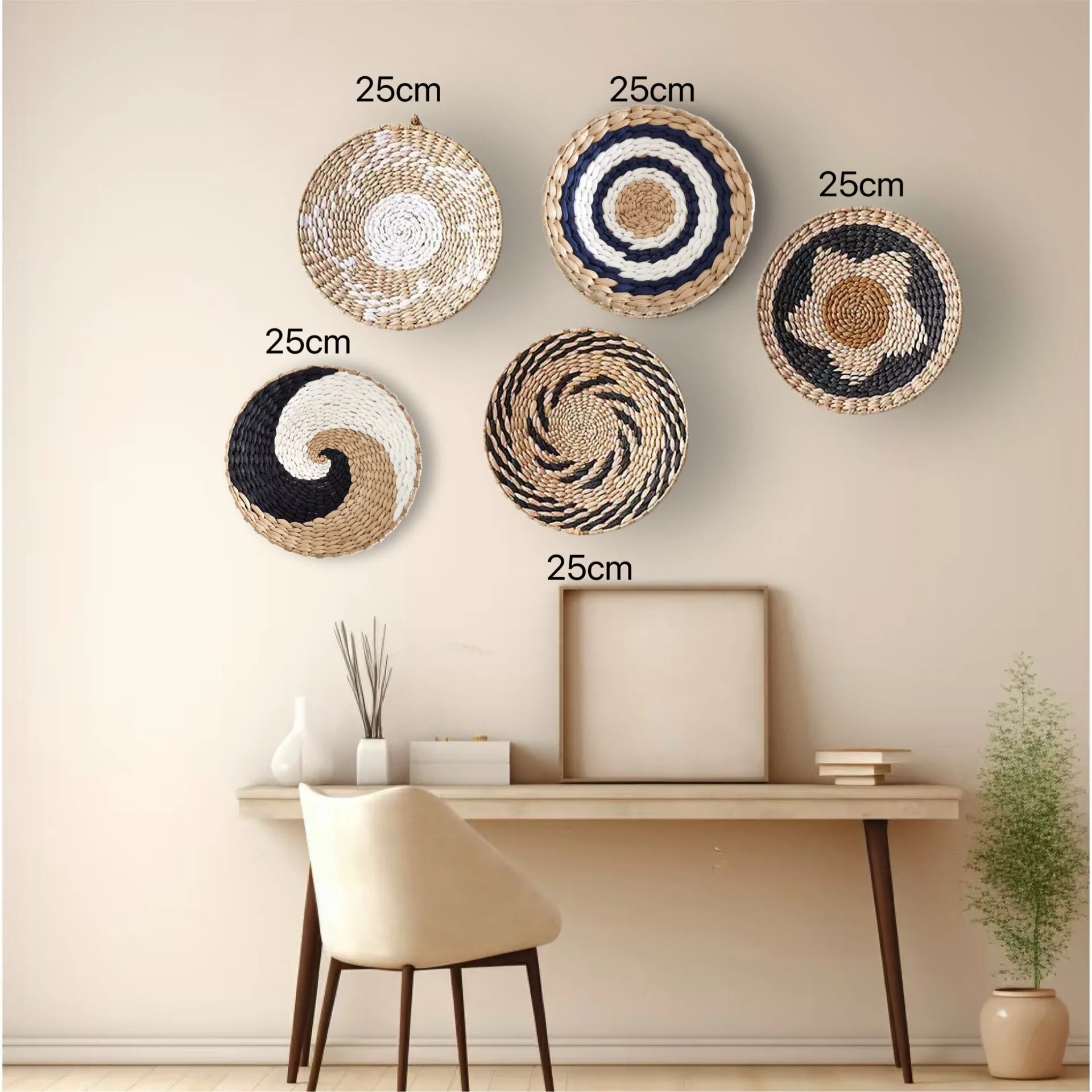 Decoración de Pared Boho de Paja, Arte de Pared Tejido con Borlas para Sala de Estar, Dormitorio, Decoración Bohemia Estética para el Hogar