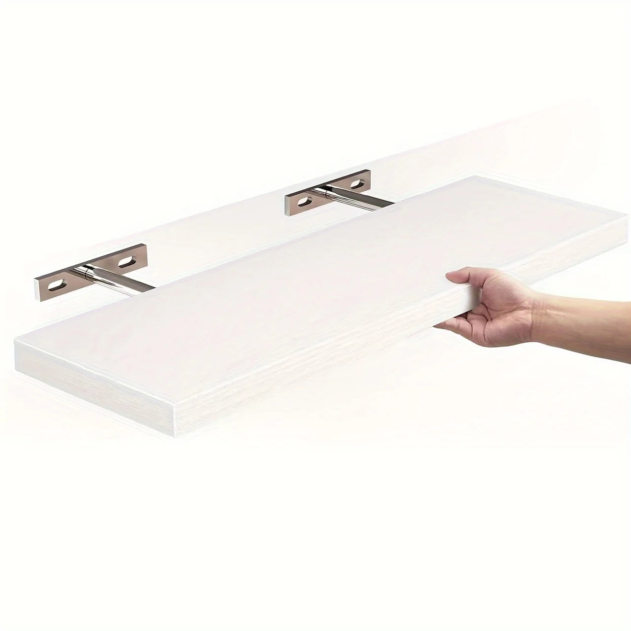Estante clásico de diseño de tira horizontal montado en la pared de madera maciza que ahorra espacio para almacenamiento y exhibición en la sala de estar y el dormitorio