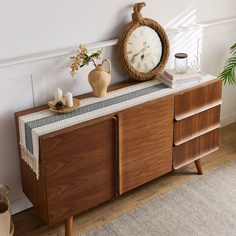 1 Camino de Mesa de Estilo Rústico Bohemio, Decoración Multifuncional para Comedor, Dormitorio, Sala de Estar, Cocina, Mesa de Vanidad