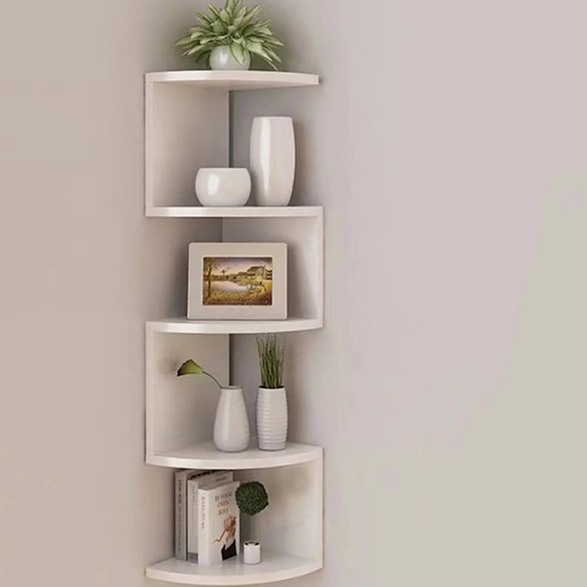 Estante esquinero de madera de PVC de 2/4/5 capas, estante de almacenamiento de Burlywood, decoración bohemia para el hogar, organizador de pared flotante, decoraciones estéticas para habitación