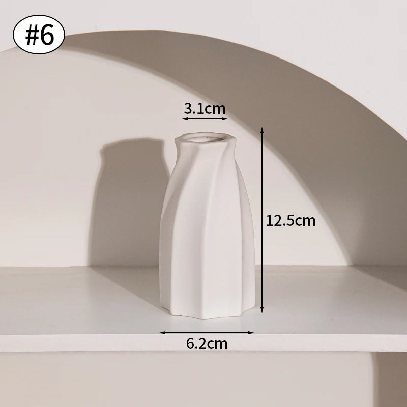 Jarrón de cerámica INS, maceta blanca, jarrón decorativo nórdico, jarrones para flores secas, decoración para el hogar, sala de estar, escritorio, ваза для цветов