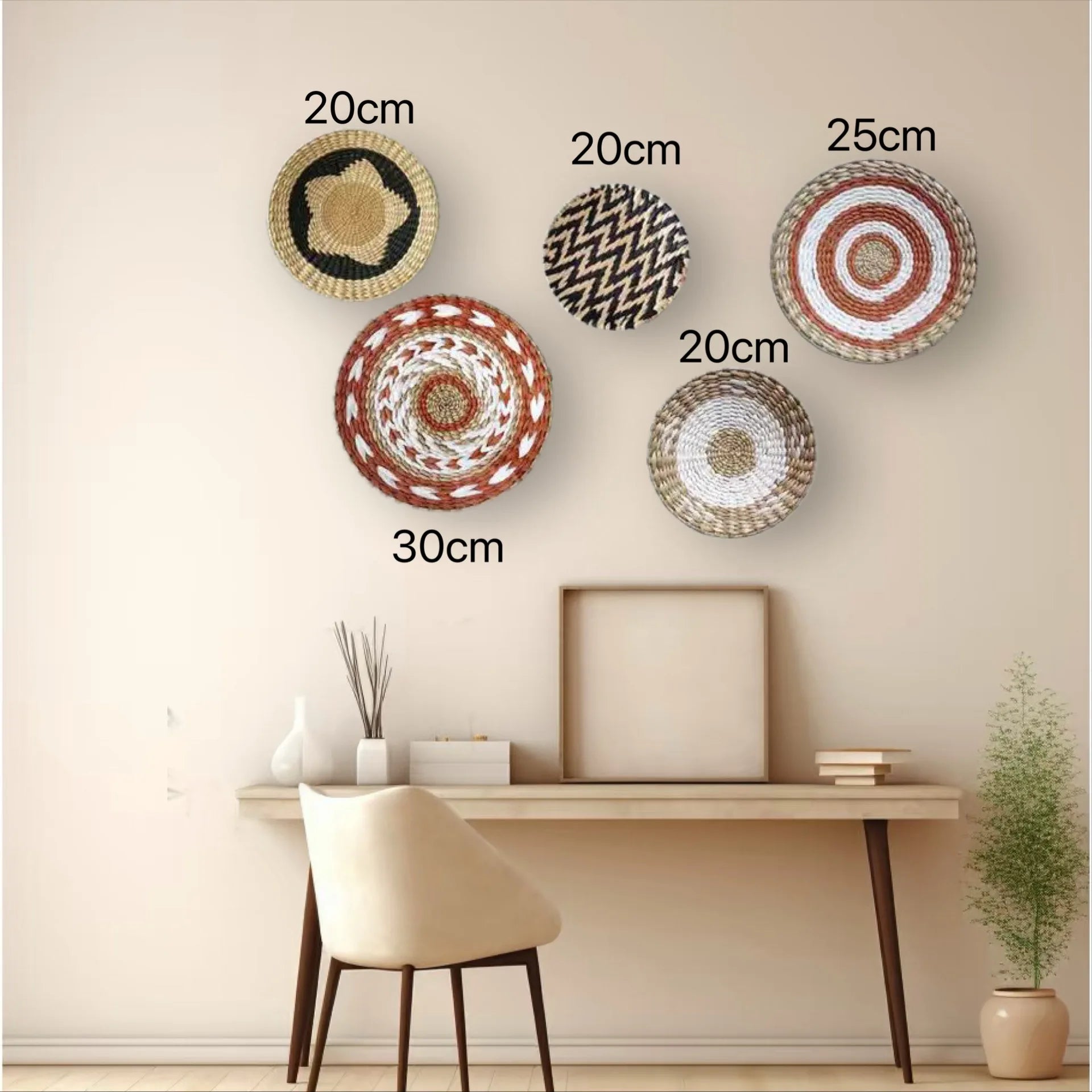Decoración de Pared Boho de Paja, Arte de Pared Tejido con Borlas para Sala de Estar, Dormitorio, Decoración Bohemia Estética para el Hogar