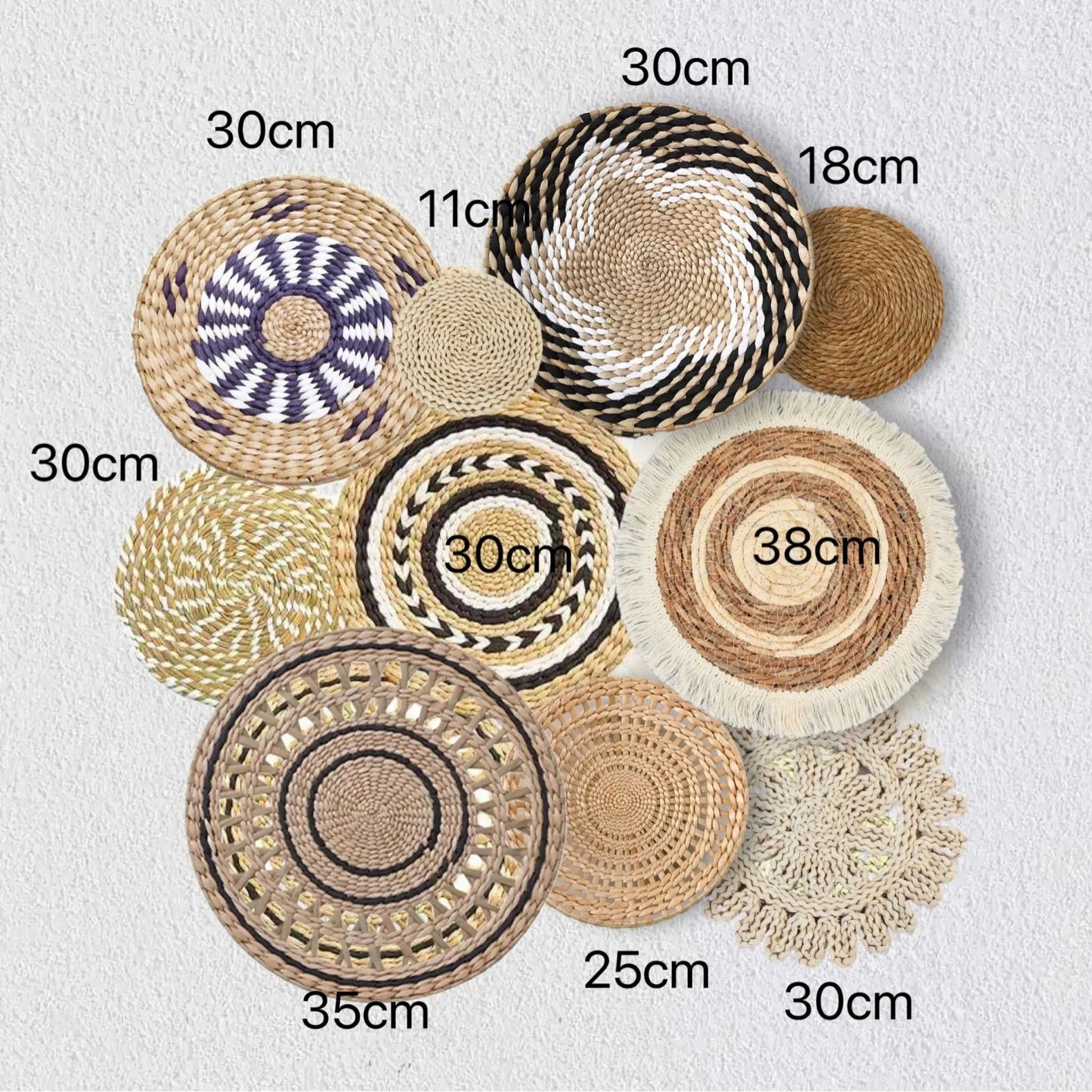 Decoración de Pared Boho de Paja, Arte de Pared Tejido con Borlas para Sala de Estar, Dormitorio, Decoración Bohemia Estética para el Hogar