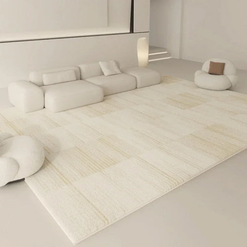 Alfombras estilo wabi-sabi para sala de estar, decoración blanca para dormitorio, alfombra de felpa, alfombra minimalista gruesa moderna, alfombra suave y esponjosa para mesita de noche