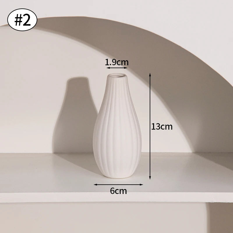 Jarrón de cerámica INS, maceta blanca, jarrón decorativo nórdico, jarrones para flores secas, decoración para el hogar, sala de estar, escritorio, ваза для цветов
