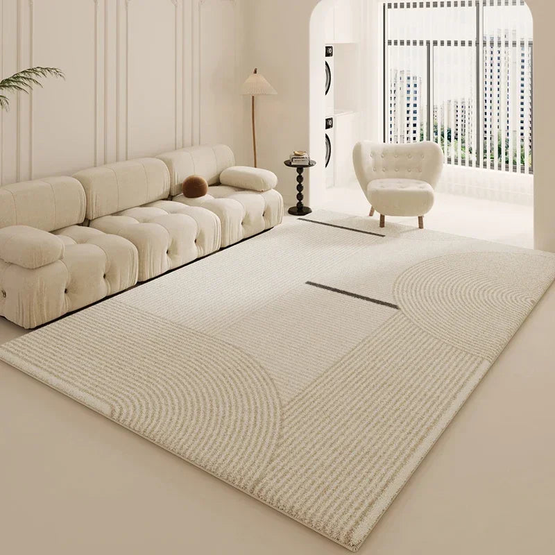 Alfombras estilo wabi-sabi para sala de estar, decoración blanca para dormitorio, alfombra de felpa, alfombra minimalista gruesa moderna, alfombra suave y esponjosa para mesita de noche