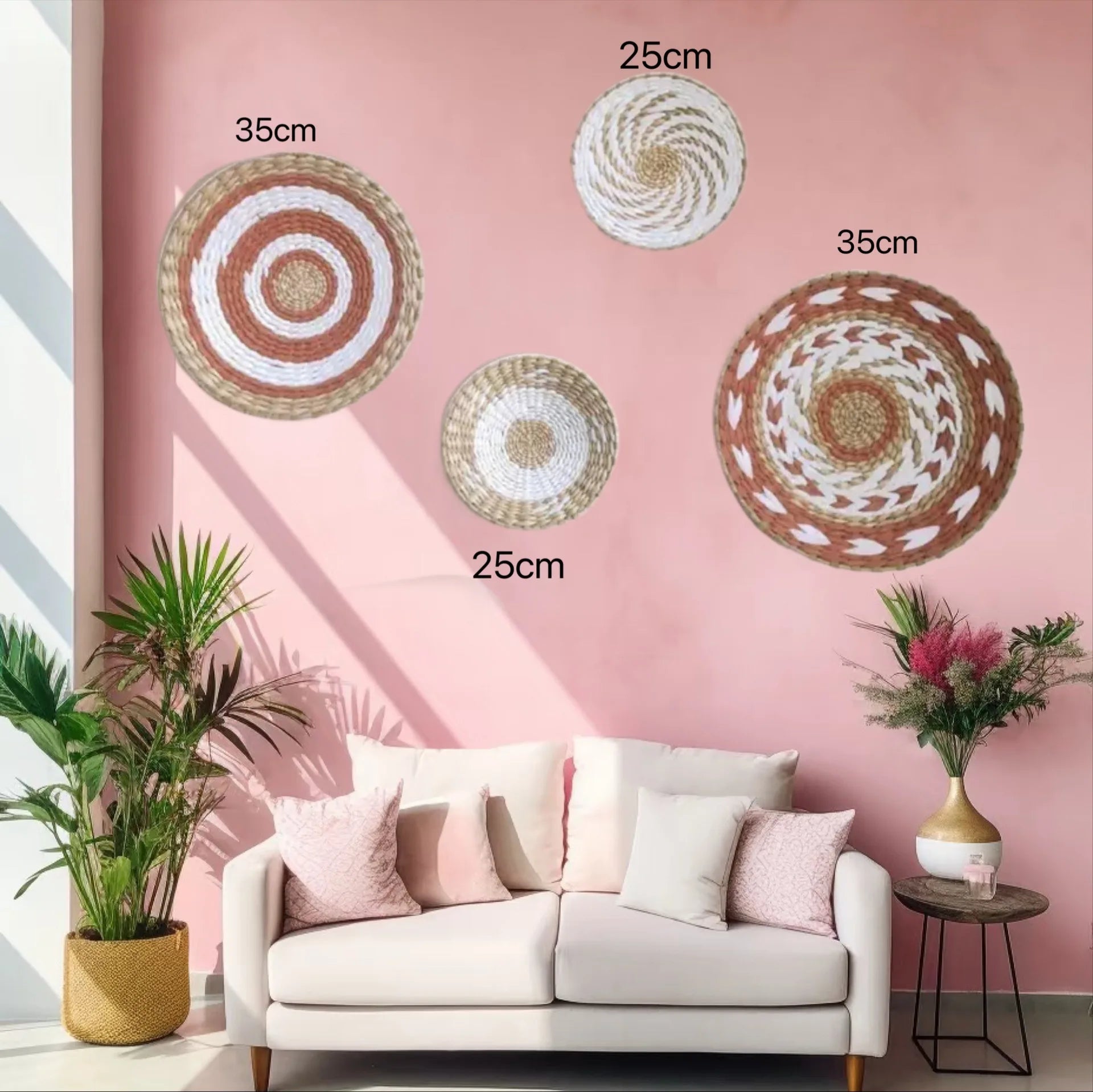 Decoración de Pared Boho de Paja, Arte de Pared Tejido con Borlas para Sala de Estar, Dormitorio, Decoración Bohemia Estética para el Hogar