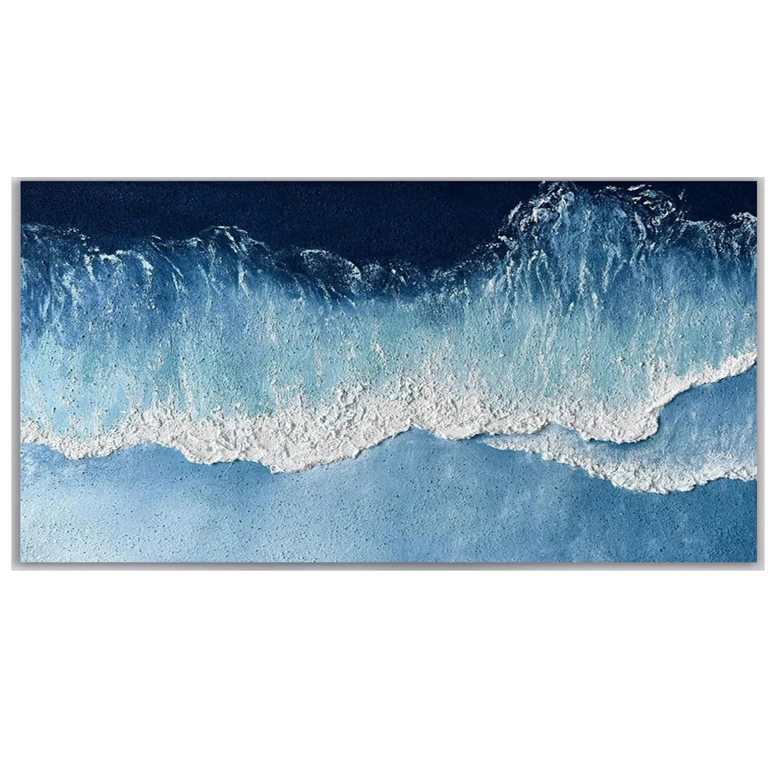 Arte de olas del océano 3D, pintura hecha a mano sobre lienzo, arte de pared con textura de fiesta, arte de pared wabi-sabi, decoración de habitación de moda para sala de estar