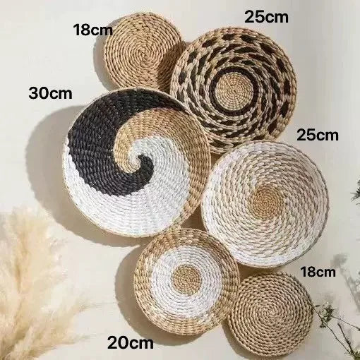 Decoración de Pared Boho de Paja, Arte de Pared Tejido con Borlas para Sala de Estar, Dormitorio, Decoración Bohemia Estética para el Hogar