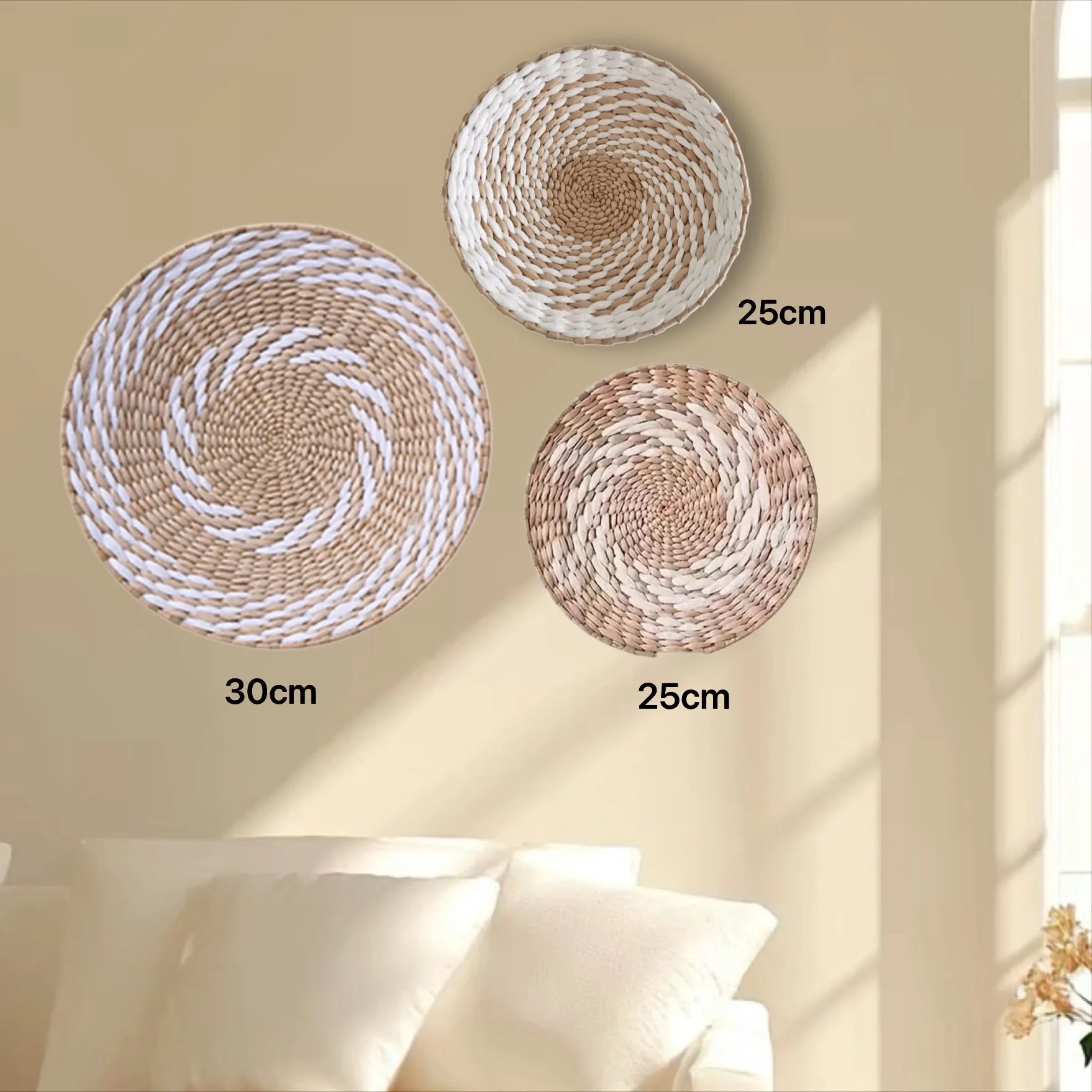 Decoración de Pared Boho de Paja, Arte de Pared Tejido con Borlas para Sala de Estar, Dormitorio, Decoración Bohemia Estética para el Hogar