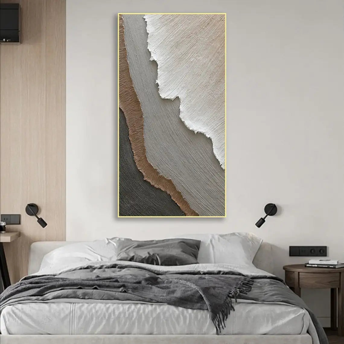 Arte de olas del océano 3D, pintura hecha a mano sobre lienzo, arte de pared con textura de fiesta, arte de pared wabi-sabi, decoración de habitación de moda para sala de estar
