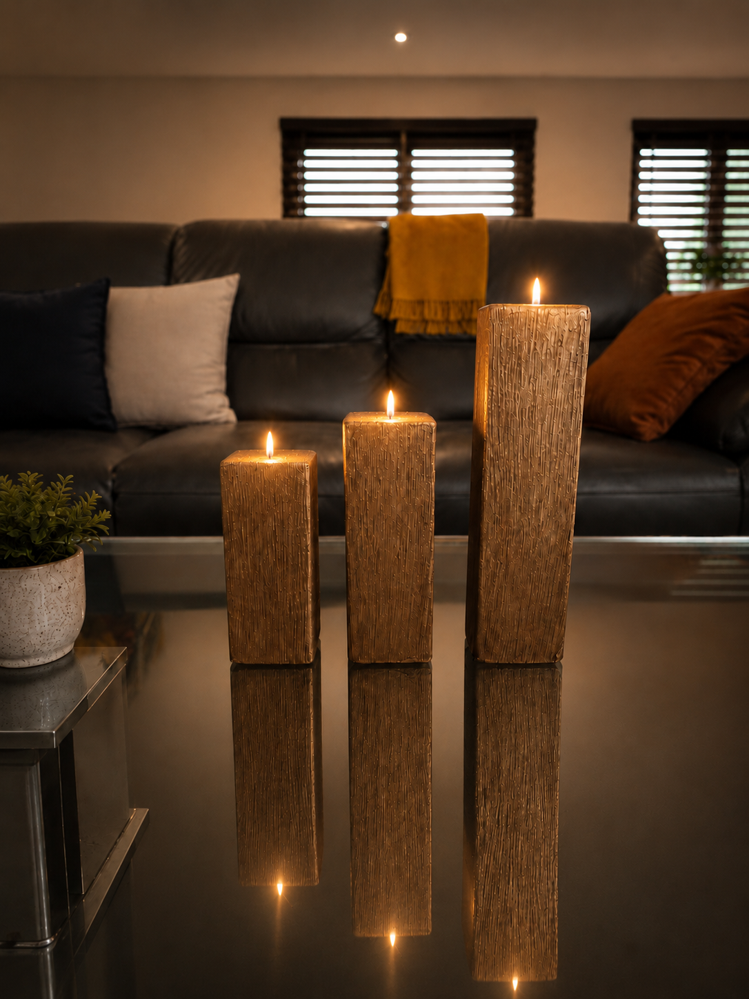Set 3 Vela Decorativa Pilar Texturizada